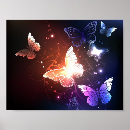 Glühende Nachtschmetterlinge Poster (Vorne)