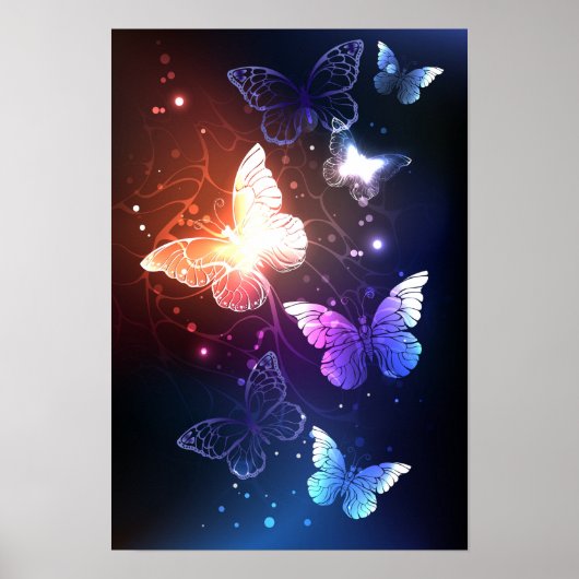 Glühende Nachtschmetterlinge Poster (Vorne)