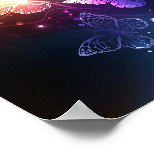 Glühende Nachtschmetterlinge Poster (Ecke)