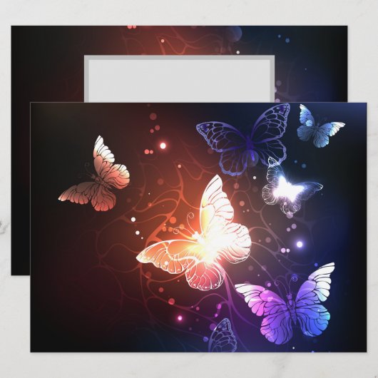 Glühende Nachtschmetterlinge Postkarte (Vorne/Hinten)