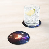 Glühende Nachtschmetterlinge Runder Pappuntersetzer (Vor Ort)