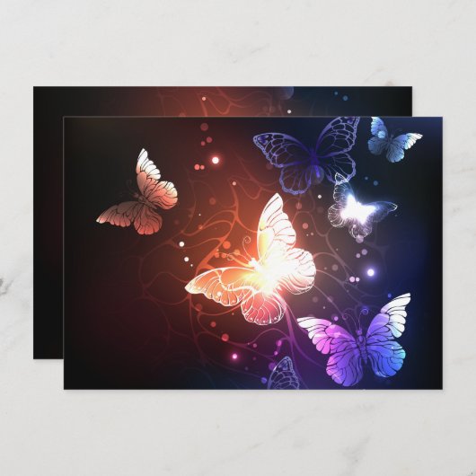 Glühende Nachtschmetterlinge Save The Date (Vorne/Hinten)