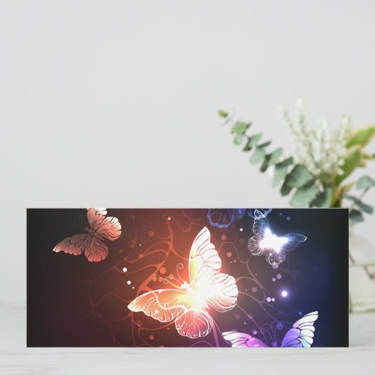 Glühende Nachtschmetterlinge Save The Date (Stehend Vorderseite)