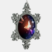 Glühende Nachtschmetterlinge Schneeflocken Zinn-Ornament (Links)