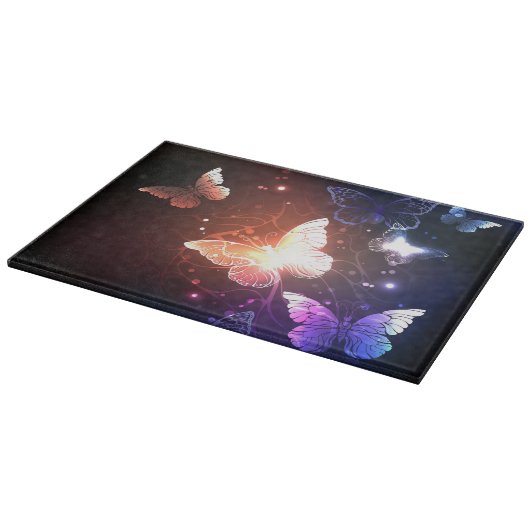 Glühende Nachtschmetterlinge Schneidebrett (Ecke)