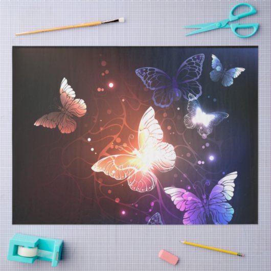 Glühende Nachtschmetterlinge Seidenpapier (Basteln)