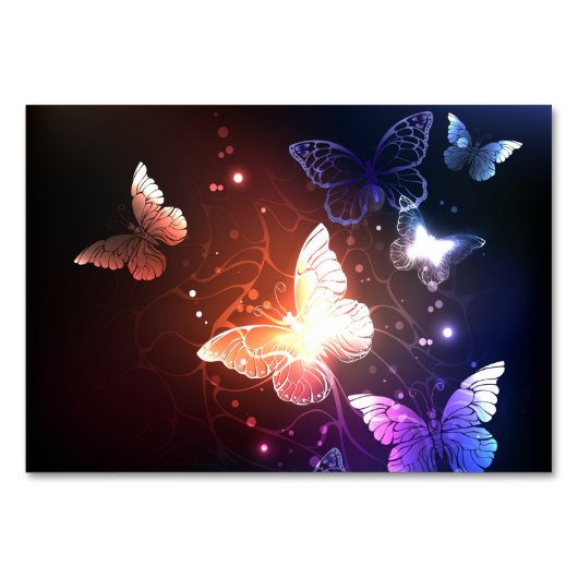 Glühende Nachtschmetterlinge Tischnummer (Vorderseite)