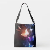 Glühende Nachtschmetterlinge Tragetaschen Mit Langen Trägern (Rückseite)