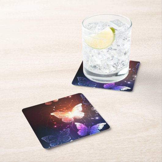 Glühende Nachtschmetterlinge Untersetzer (Vor Ort)