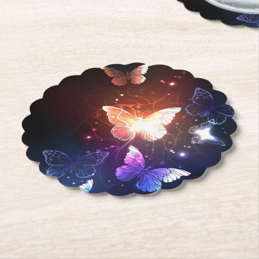 Glühende Nachtschmetterlinge Untersetzer (angewinkelt)