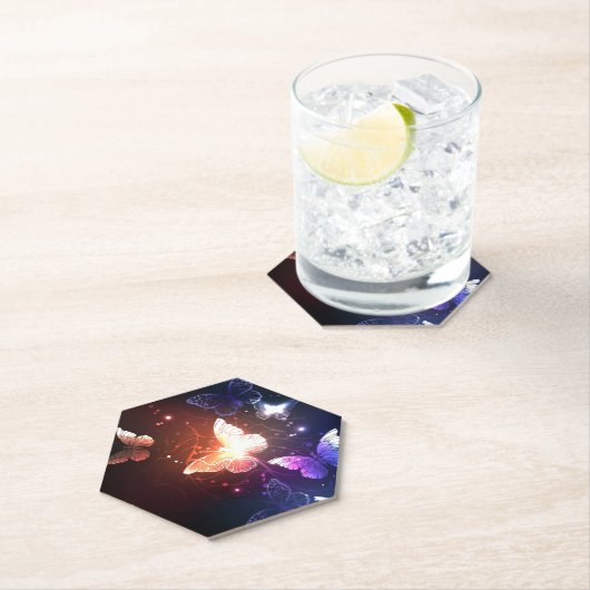 Glühende Nachtschmetterlinge Untersetzer (Vor Ort)