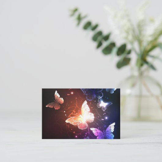 Glühende Nachtschmetterlinge Visitenkarte (Stehend Vorderseite)