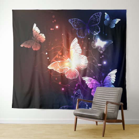 Glühende Nachtschmetterlinge Wandteppich (Beispiel (Horizontal))