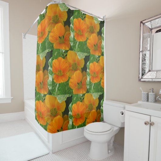 Glühende Nasturtien Duschvorhang (Beispiel)
