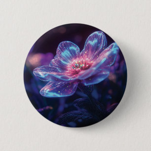 "Glühende Neon-Blume - Bezaubernde kosmische Flora Button