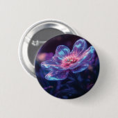 "Glühende Neon-Blume - Bezaubernde kosmische Flora Button (Vorne & Hinten)