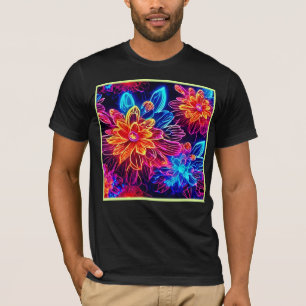 Glühende Neon Blume Kunst T-Shirt