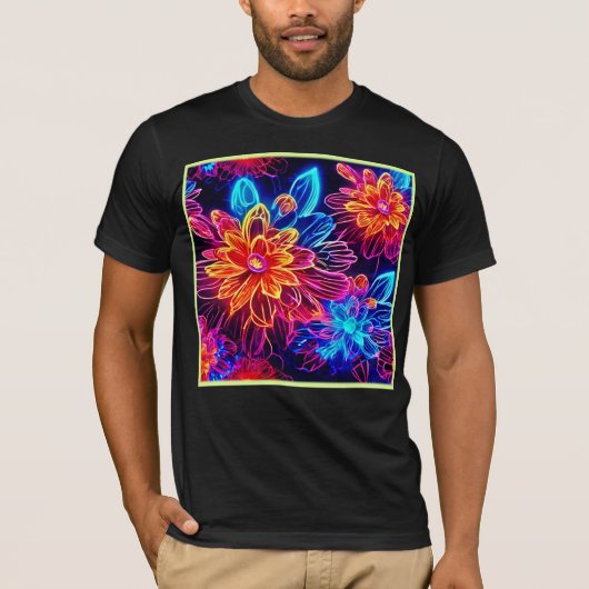 Glühende Neon Blume Kunst T-Shirt (Vorderseite)