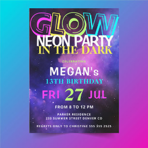 Glühende neon-Geburtstags-Einladung für eine Party Einladung