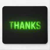 Glühende Neon Green Dank an Sign On Black Mousepad (Vorne)