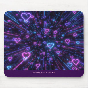 Glühende Neon-Herz-Galaxie Kosmischer Liebesausbru Mousepad