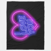 Glühende Neon Look Pink Blue Valentine Herz Grosse Fleecedecke (Vorderseite)