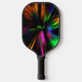 Glühende Neon Masculine Moderne Initialen Pickleball Schläger (Vorderseite)