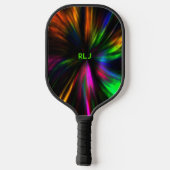 Glühende Neon Masculine Moderne Initialen Pickleball Schläger (Rückseite)