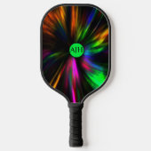 Glühende Neon Masculine Moderne Initialen Pickleball Schläger (Vorderseite)