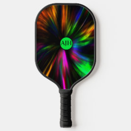 Glühende Neon Masculine Moderne Initialen Pickleball Schläger
