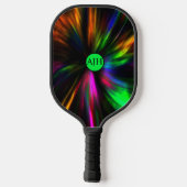 Glühende Neon Masculine Moderne Initialen Pickleball Schläger (Rückseite)