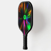 Glühende Neon Masculine Moderne Initialen Pickleball Schläger (Links)