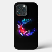 Glühende Neon-Nachtschmetterlinge auf schwarzem Hi Case-Mate iPhone Hülle (Rückseite)