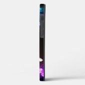 Glühende Neon-Nachtschmetterlinge auf schwarzem Hi Case-Mate iPhone Hülle (Rückseite / Links)