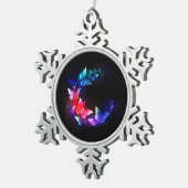 Glühende Neon-Nachtschmetterlinge auf schwarzem Hi Schneeflocken Zinn-Ornament (Rechts)