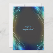 Glühende Neon Stars Bar Mitzvah Einladung blau (Rückseite)