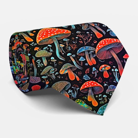 Glühende Neonbiolumineszenz-Pilze Krawatte (Gerollt)