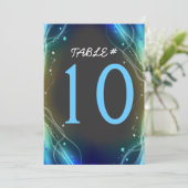 Glühende Neonstars Hochzeitskarte der Tischnummer (Stehend Vorderseite)
