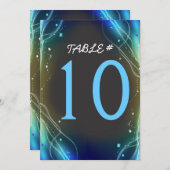 Glühende Neonstars Hochzeitskarte der Tischnummer (Vorne/Hinten)