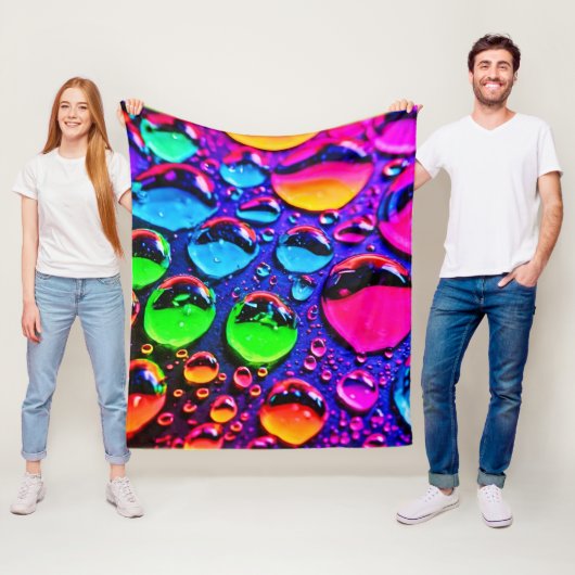 Glühende Neonwassertropfen Kunst Fleecedecke (Beispiel)