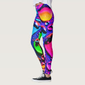 Glühende Neonwassertropfen Kunst Leggings (Links)