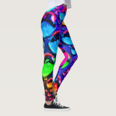 Glühende Neonwassertropfen Kunst Leggings (Rechts)