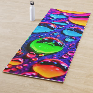 Glühende Neonwassertropfen Kunst Yogamatte