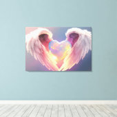 *~* Glühende Opal Heart Angel Wings Blue AP78 Leinwanddruck (Insitu (Holzboden))