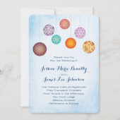 Glühende Papierlaternen Hochzeitswolke Blau Einladung (Vorderseite)