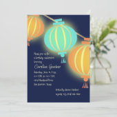 Glühende Papierlaternen zum Geburtstag Einladung (Stehend Vorderseite)