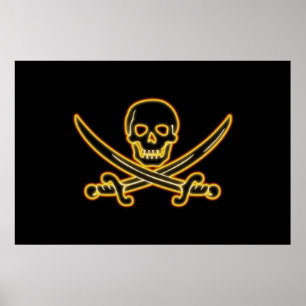 Glühende Piratenflagge-Piraten-Flagge Poster