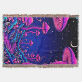 Glühende Psychedelic Mushroom Forest Night Decke (Vorderseite)