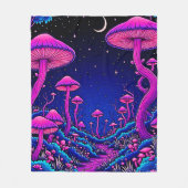 Glühende Psychedelic Mushroom Forest Night Fleecedecke (Vorderseite)