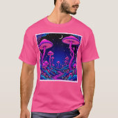Glühende Psychedelic Mushroom Forest Night T-Shirt (Vorderseite)